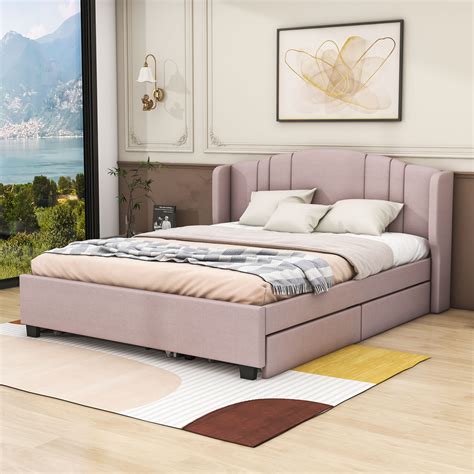 Latitude Run® Elester Queen Size Upholstered Platform Bed with Twin ...