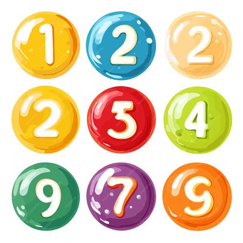 Colorful Numbers in Circles Cartoon Vector Illustration | Premium AI ...