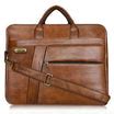LOREM Stylish Tan Faux Leather 10L Laptop Messenger Bag for Men & Wome ...