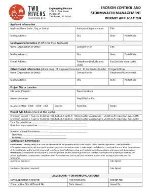 Fillable Online Erosion Control and Storm Water Management Permit ...