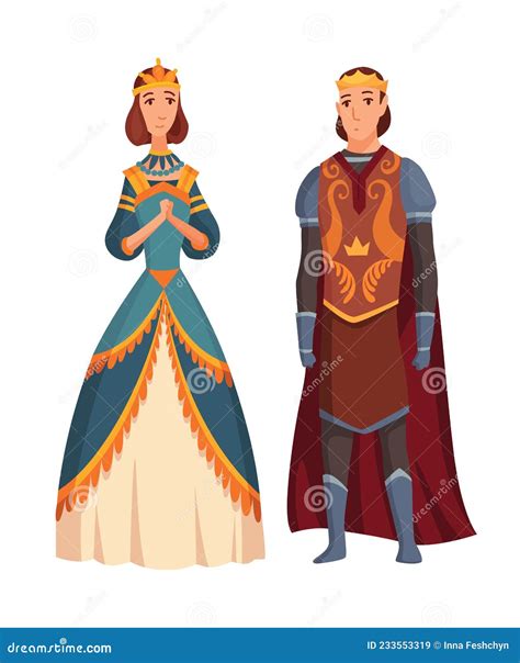 Medieval King And Queen On White Background. Cartoon Middle Ages ...