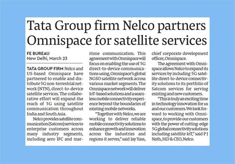 Omnispace and Nelco Announce Strategic Partnership