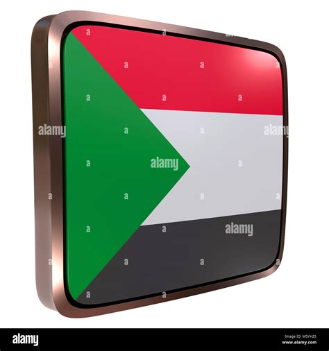 3d rendering of a North Sudan flag icon with a metallic frame. Isolated ...