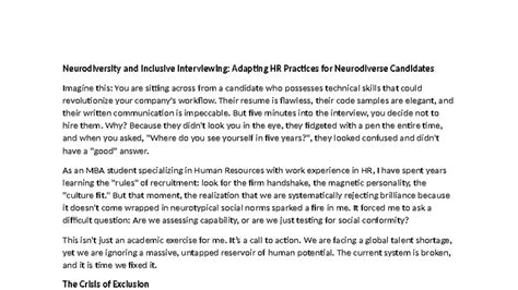 MBA 2023: Neurodiversity & Inclusive Interviewing Strategies - Studocu