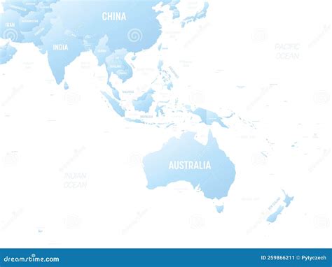 Australia and Southeast Asia Detailed Political Map with Lables Stock ...