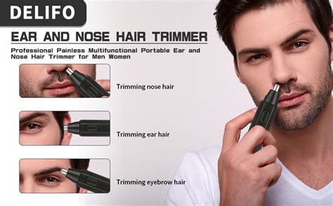 DELIFO Ear And Nose Hair Trimmer Nose Hair Remover Dual Edge Blades ...