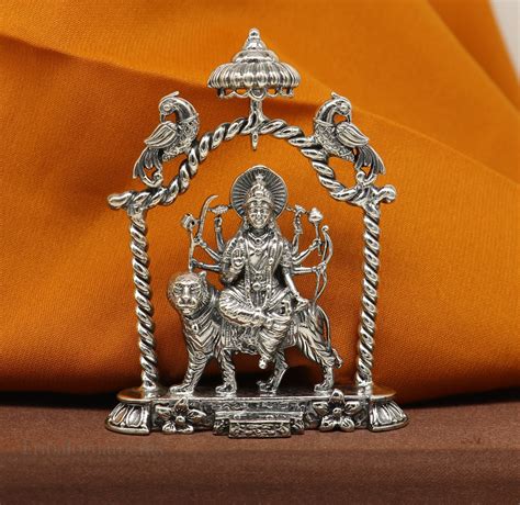 925 Sterling silver Goddess Amba/Bhawani, Durga, Santoshi maa, Pooja ...