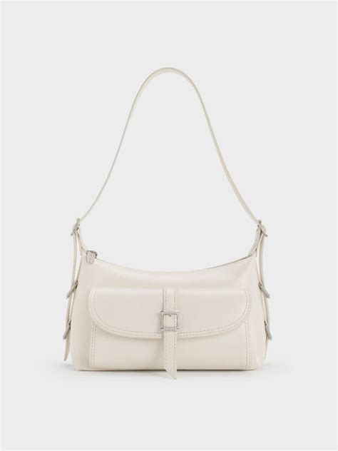 Cream Bryna Belted Shoulder Bag - Cream - Sale - CHARLES & KEITH IN