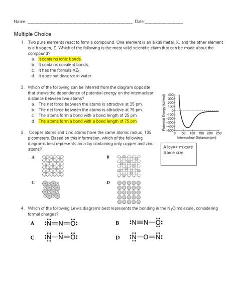 AP Chem Unit 2 Test Review: Chemical Bonding & Molecular Structure ...