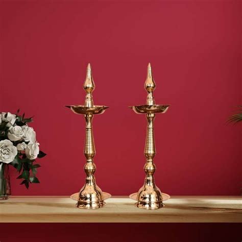 Copperika Pure Brass Kerala Samai Diya 7Inc | Oil Lamps for Festival ...
