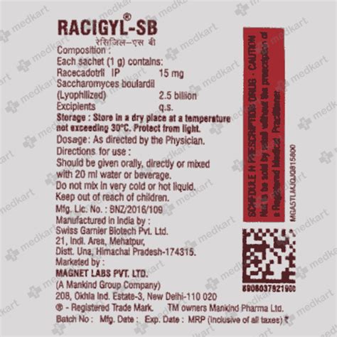RACIGYL SB SACHET 1 GM, Price, Composition & Generic Alternatives - Medkart
