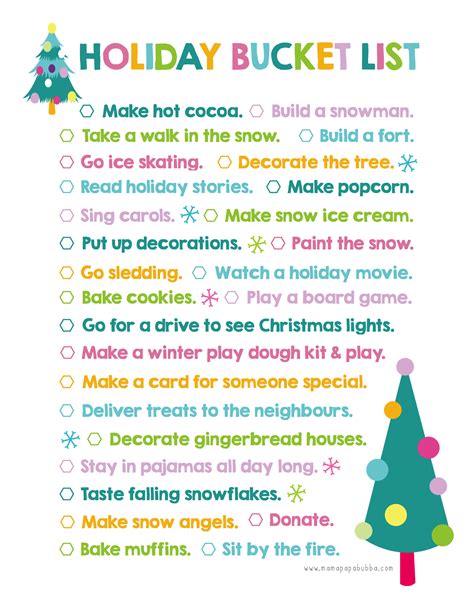 FREE Printable Christmas Holiday Bucket List