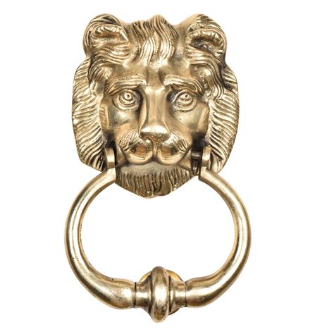 Golden Brass Lion Head Door Knocker Ring
