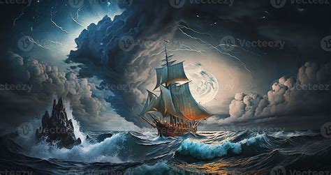 A landscape with the incomparable reality of a storm at sea. A ...