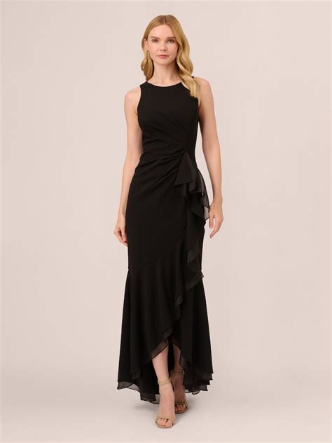 Buy Adrianna Papell Black Ruffle Crepe Halter Dress from Next India