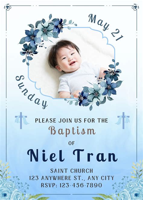 Unisex Baptism Card Template Vintage Baptism Invitation Cards - Vector ...