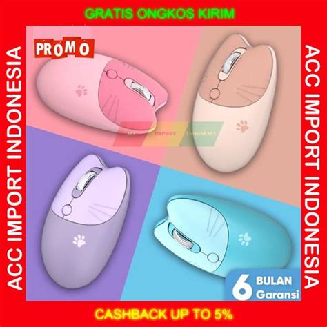 Promo Mofi Mouse Wireless Anak Karakter Kartun Design Cat Ear Lucu Pink ...