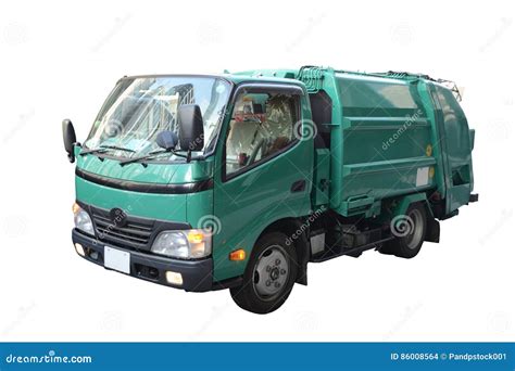 Green garbage truck. stock photo. Image of container - 86008564