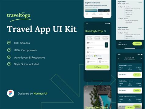 Traveltogo – Travel & Itinerary booking mobile app design UI Kit - UIBundle
