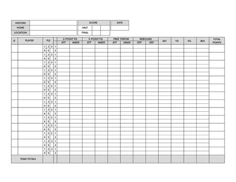 Free Basketball Score Sheets Printable - Totally Free Printables