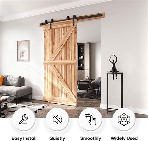Buy EaseLife 5FT Bypass Double Sliding Barn Door Hardware Kit,Single ...