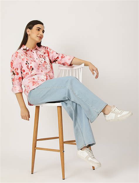 Buy Pure Linen Floral Print Spread Collar Shirt at Marks & Spencer