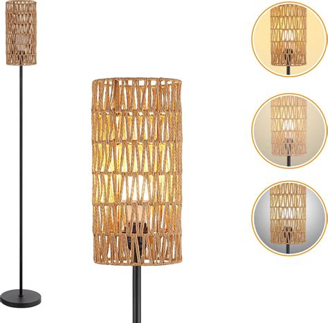 Floor Lamp for Living Room,Farmhouse Rattan Floor lamp,Modern Standing ...