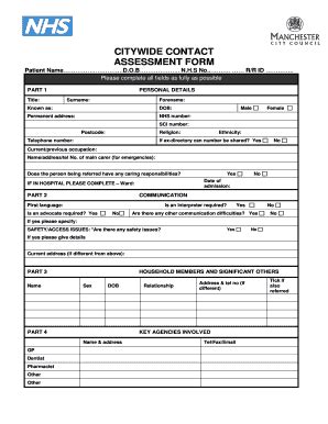 Fillable Online CITYWIDE CONTACT ASSESSMENT FORM - CMFT Fax Email Print ...