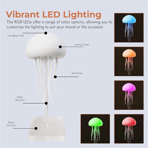 LED Jellyfish Lamp – Color-Changing RGB Voice-Activated Night Light ...