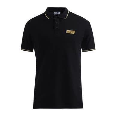 Buy Versace Jeans Couture Men Black Basic Metallic Emblem Polo for Men ...