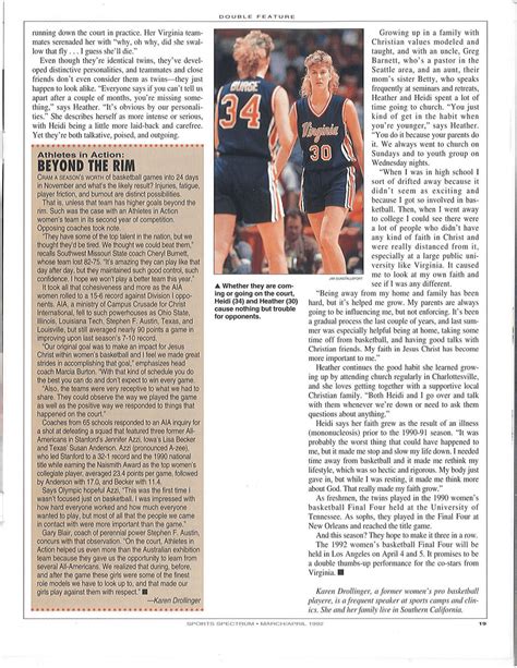 Throwback: Heather and Heidi Burge, March/April 1992 - Sports Spectrum