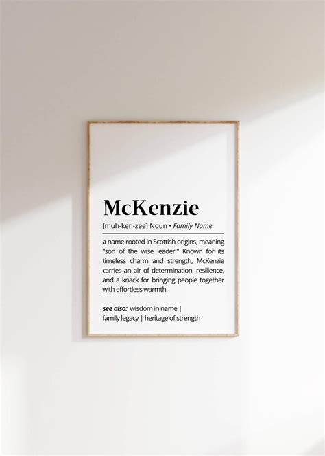 Mckenzie Family Name Definition Wall Art Surname Meaning Print Ancestry ...