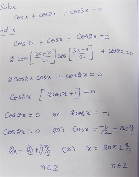 Prove that cosx+cos2x+cos3x=0 - Brainly.in