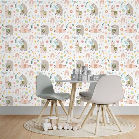 Llamacorn and Rainbows Girls Wallpaper 10.77 Meter x 19.68 Inches Soft ...