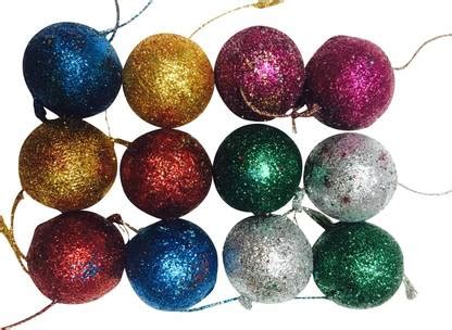 Priyankish Christmas Tree Glittering Ball Hanging Ornaments Pack of 12 ...