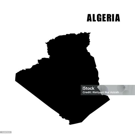 Vector Black Illustration Of Outline Map Of Algeria Stock Illustration - Download Image Now - iStock