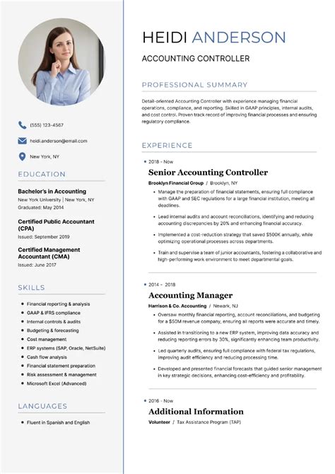 Image result for Controller Resume Examples