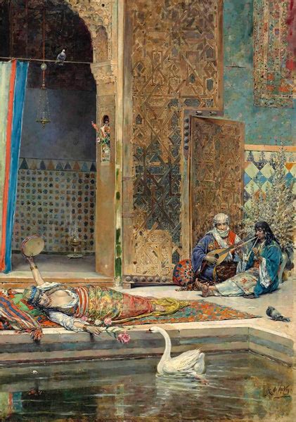 In The Courtyard Of The Alhambra Grand Palace - Joaquin Martinez Vega ...
