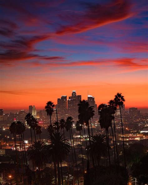 Los Angeles LA Southern California Socal Sunrise Sunset Cbd Red Sky ...