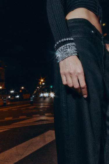 PACK OF ELASTICATED JEWEL BRACELETS - Anthracite grey | ZARA India