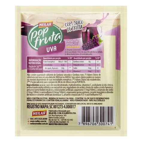 Refresco em Pó Uva Neilar Pop Fruta Pacote 25g - Supermercado Índio ...