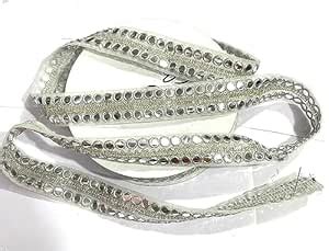 OMX 9 Mtr Roll of Net Lace with Mirror, 2 Lines Sequence Mirror Ribbon ...