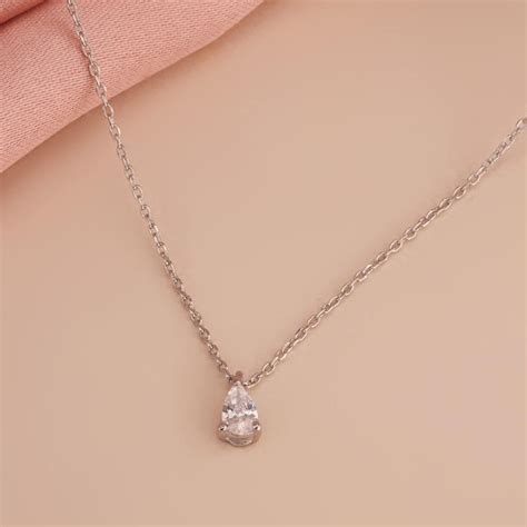 Teardrop Solitaire 925 Sterling Silver Necklace – PALMONAS