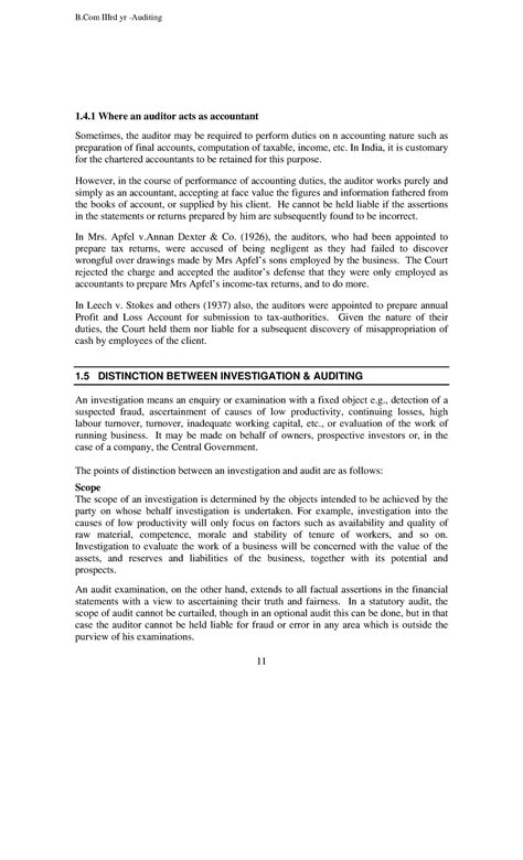 Auditing Techniques: Investigation vs. Accounting Duties (ACCT 101 ...