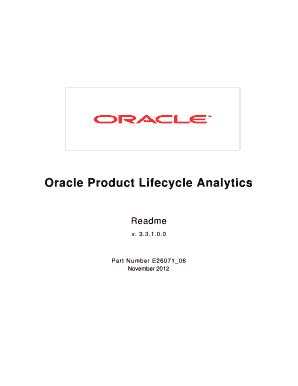 Fillable Online Oracle Product Lifecycle Analytics Readme - Oracle ...