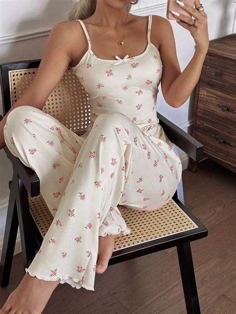 Nina Bonheur 2pcs Ditsy Floral Women Camisole Crop Top + Elastic Waist ...