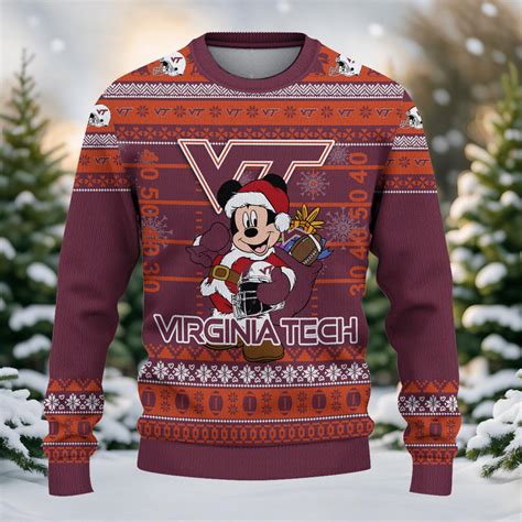 Virginia Tech Hokies Mickey Mouse Santa Ugly Christmas Sweater – Nousty