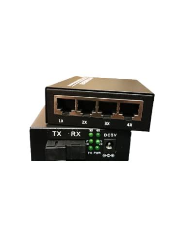 Hanutech Media Converter 10/100 Mbps | 4 Fast Ethernet Ports To Fiber ...