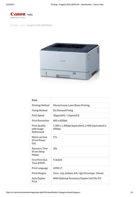 Canon imageCLASS LBP 8100n Single function Monochrome Printer (Black ...