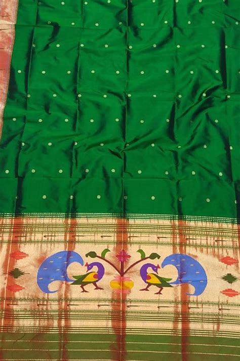 Shop the Green Paithani Handloom Silk Dupatta with Muniya Border